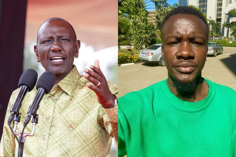 Collage photo of President William Ruto and Allans Ademba.